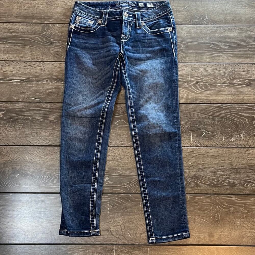 Miss Me Signature Ankle Skinny Embellished Blue Jeans Women’s Size 26